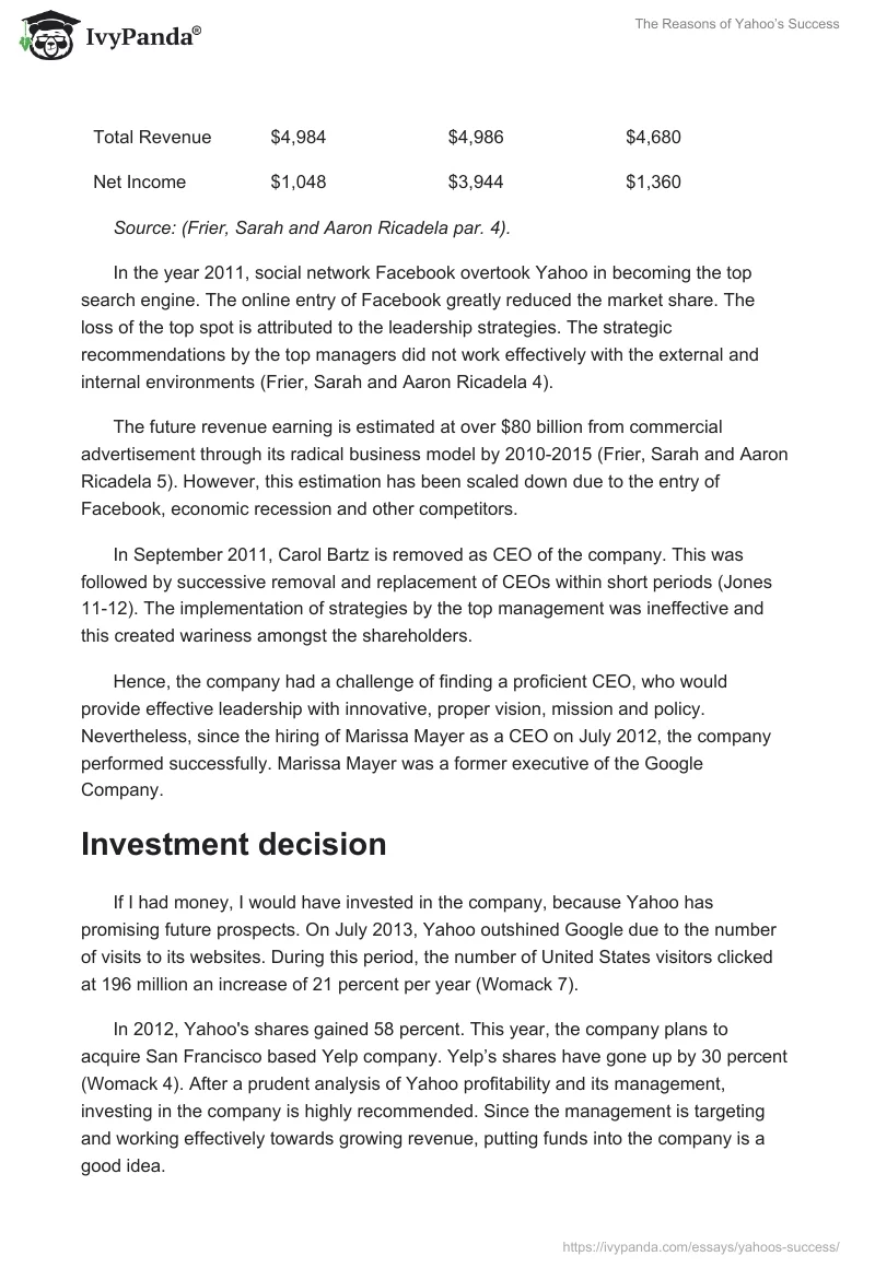 The Reasons of Yahoo’s Success. Page 2