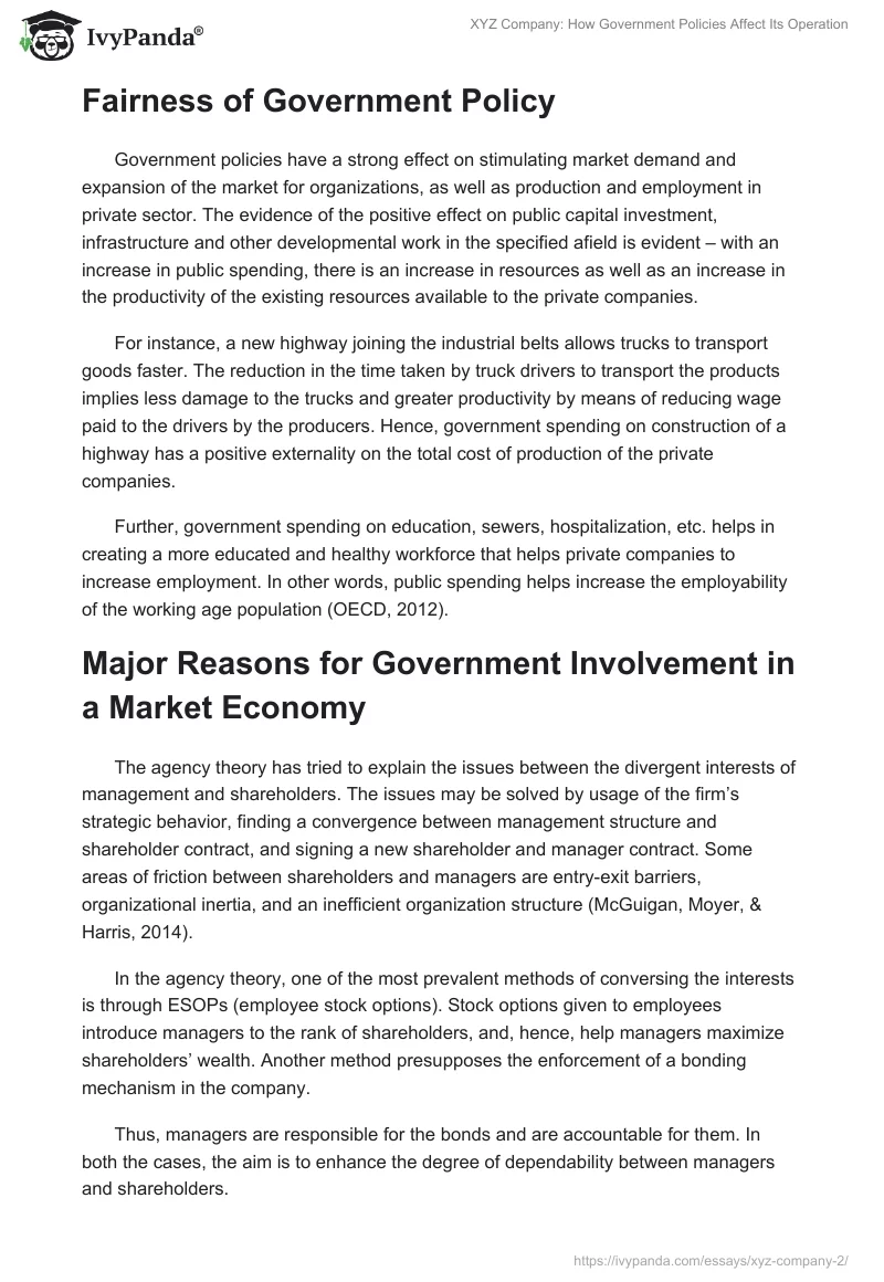 XYZ Company: How Government Policies Affect Its Operation. Page 4
