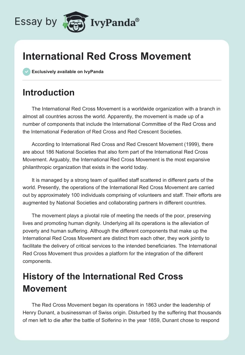 International Red Cross Movement. Page 1