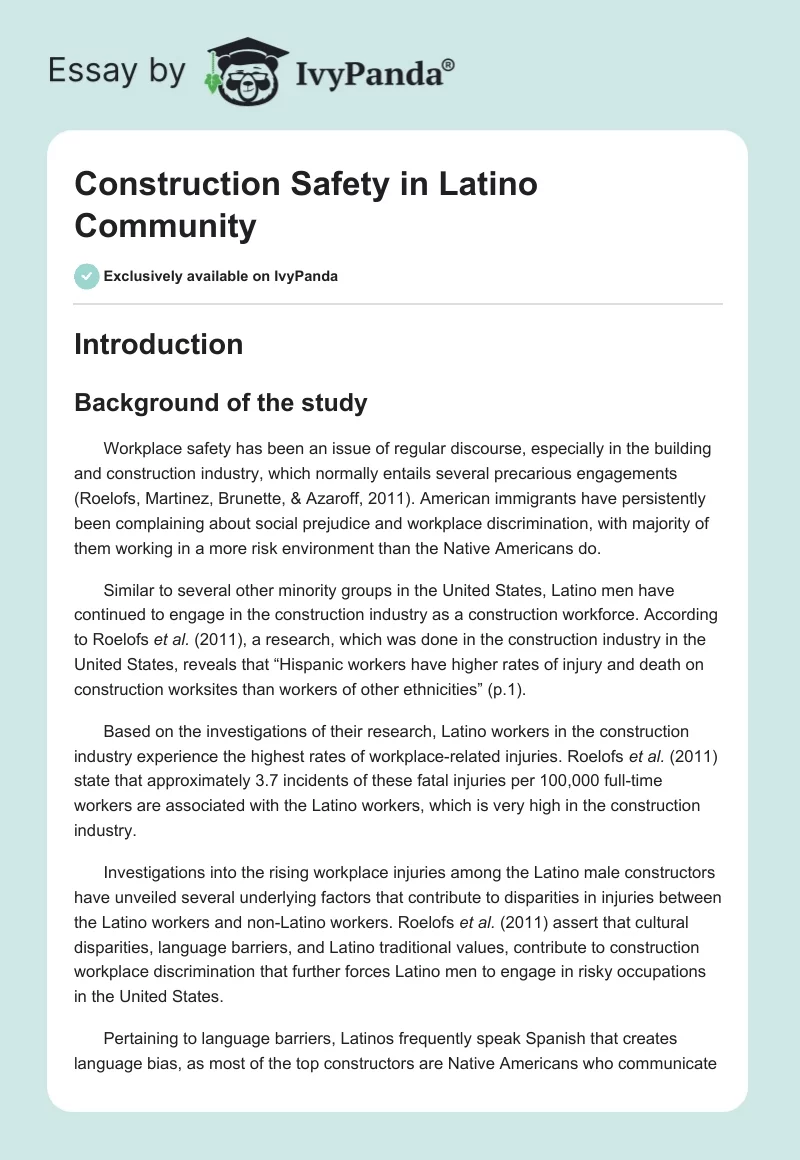 Construction Safety in Latino Community. Page 1