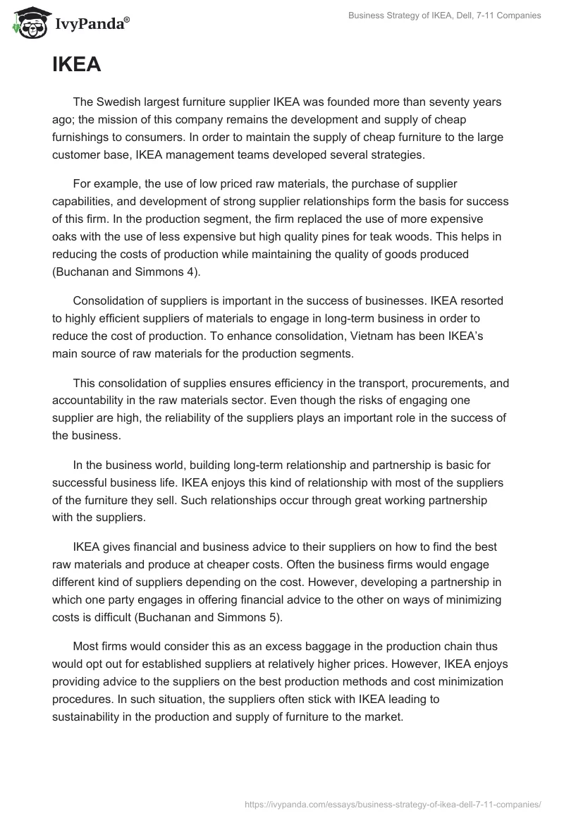 Business Strategy of IKEA, Dell, 7-11 Companies. Page 3