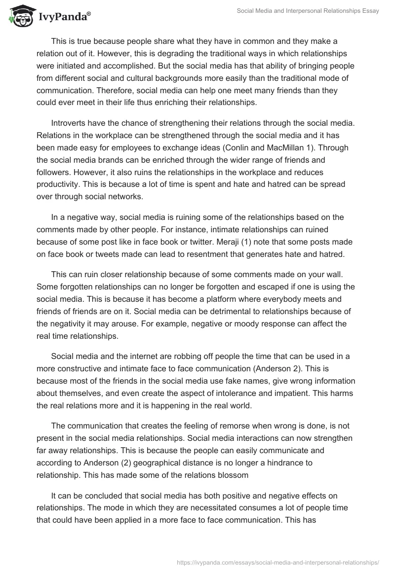 Social Media and Interpersonal Relationships. Page 2