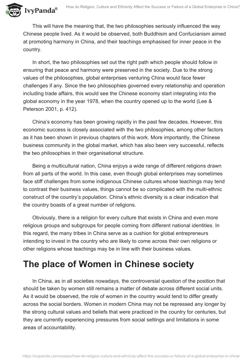 How do Religion, Culture and Ethnicity Affect the Success or Failure of a Global Enterprise in China?. Page 5