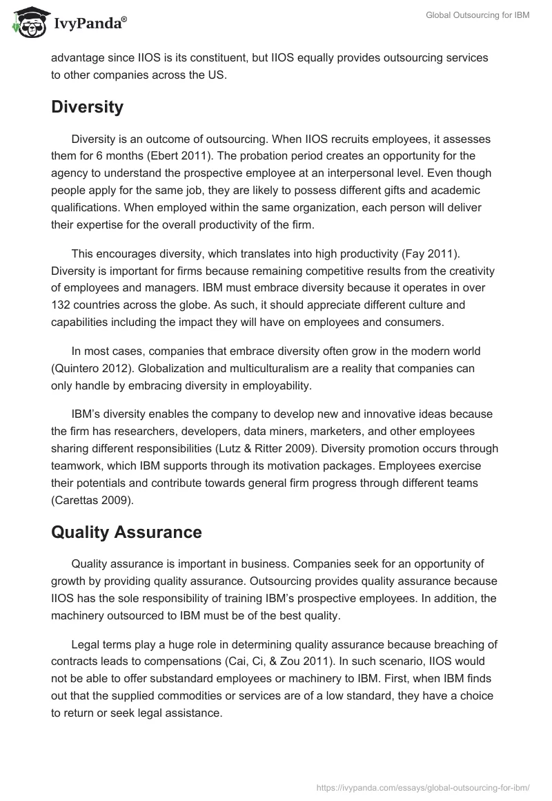 Global Outsourcing for IBM. Page 4