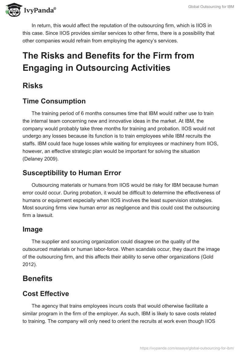 Global Outsourcing for IBM. Page 5