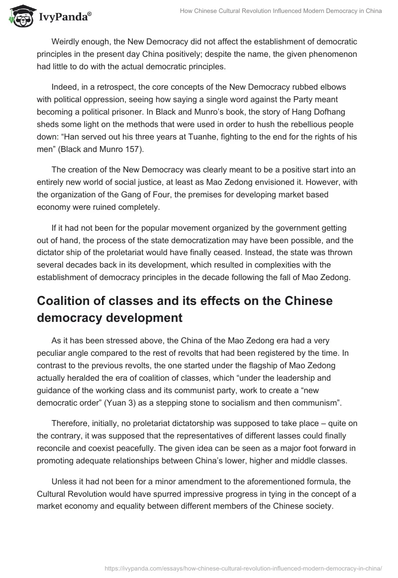 How Chinese Cultural Revolution Influenced Modern Democracy in China. Page 2