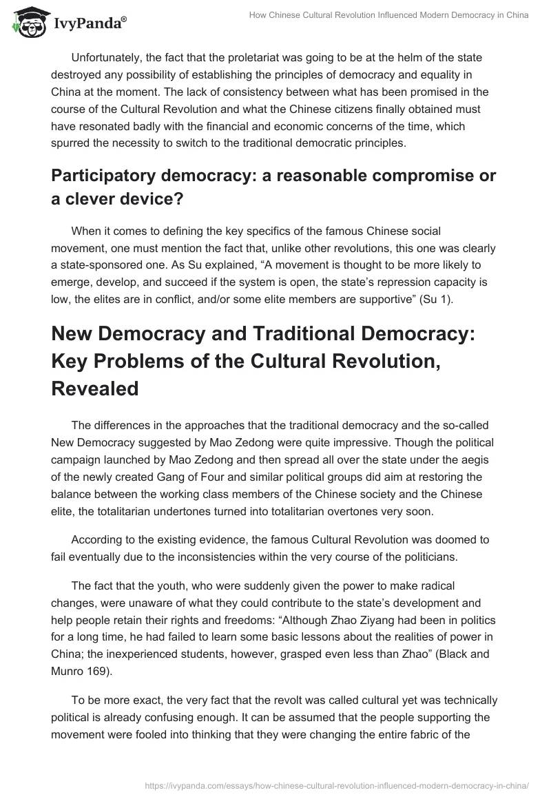 How Chinese Cultural Revolution Influenced Modern Democracy in China. Page 3