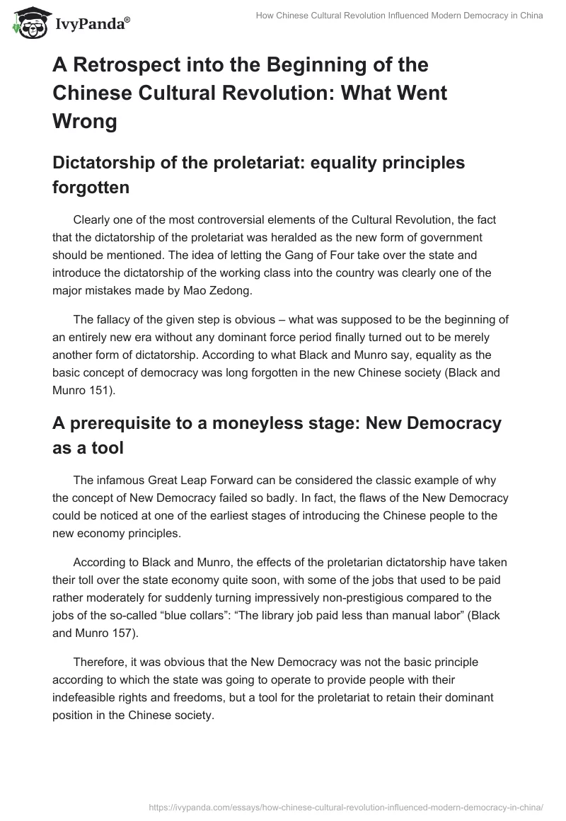 How Chinese Cultural Revolution Influenced Modern Democracy in China. Page 5