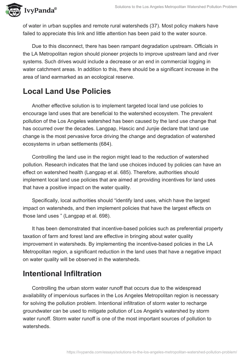 Solutions to the Los Angeles Metropolitan Watershed Pollution Problem. Page 3