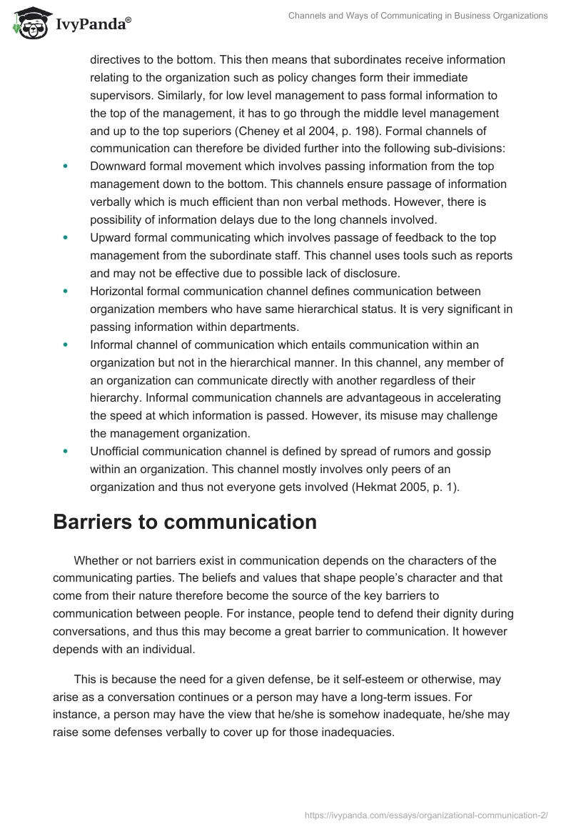 Channels and Ways of Communicating in Business Organizations. Page 3