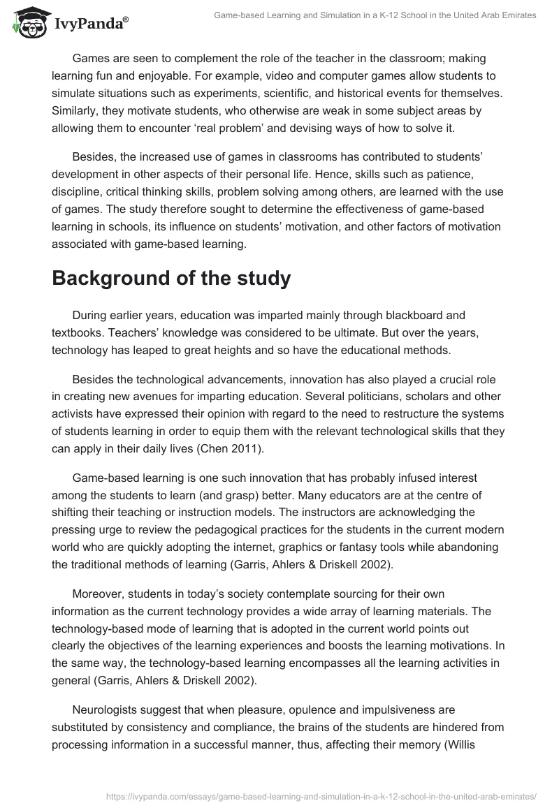 Game-based Learning and Simulation in a K-12 School in the United Arab Emirates. Page 2