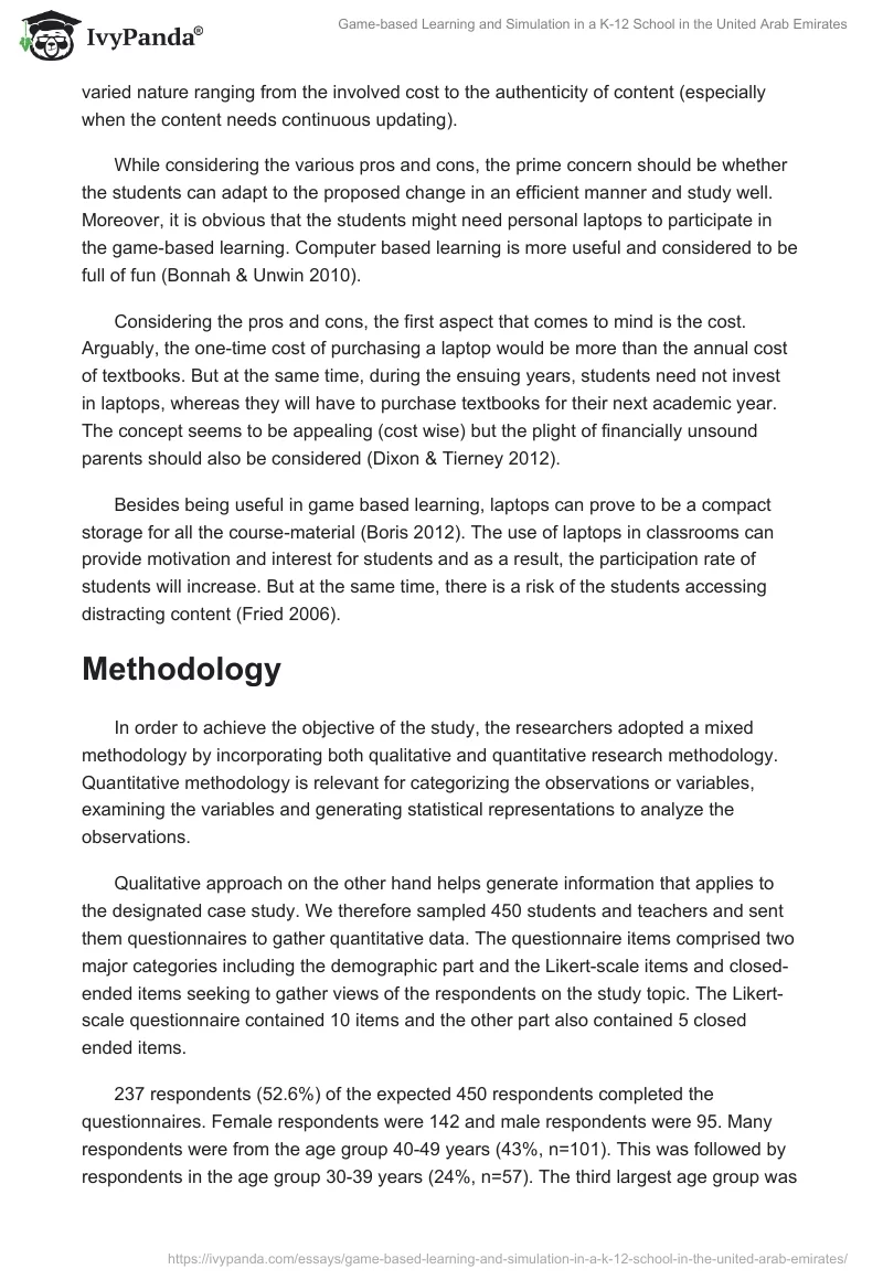 Game-based Learning and Simulation in a K-12 School in the United Arab Emirates. Page 4