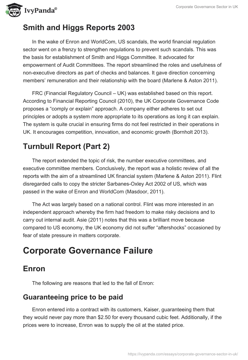 Corporate Governance Sector in UK. Page 3
