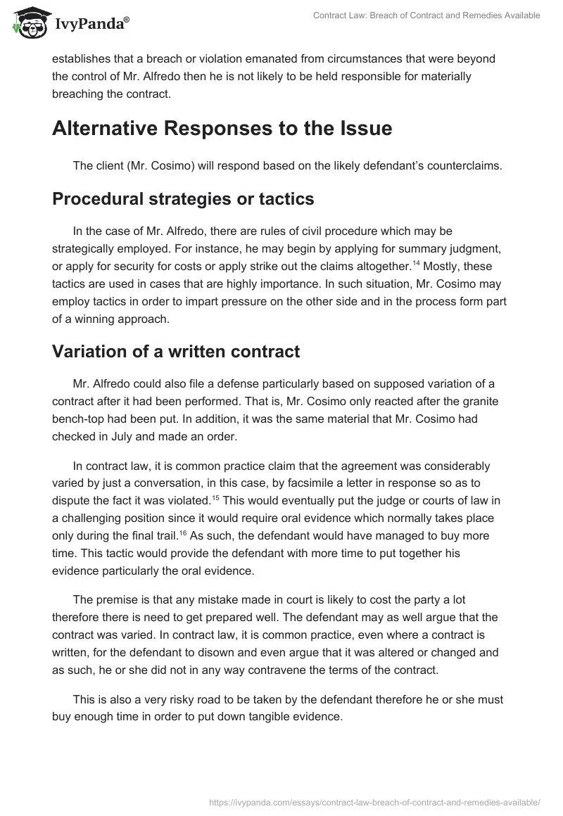 Contract Law: Breach of Contract and Remedies Available. Page 4