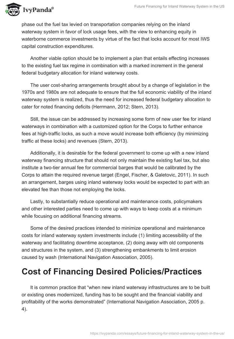 Future Financing for Inland Waterway System in the US. Page 4
