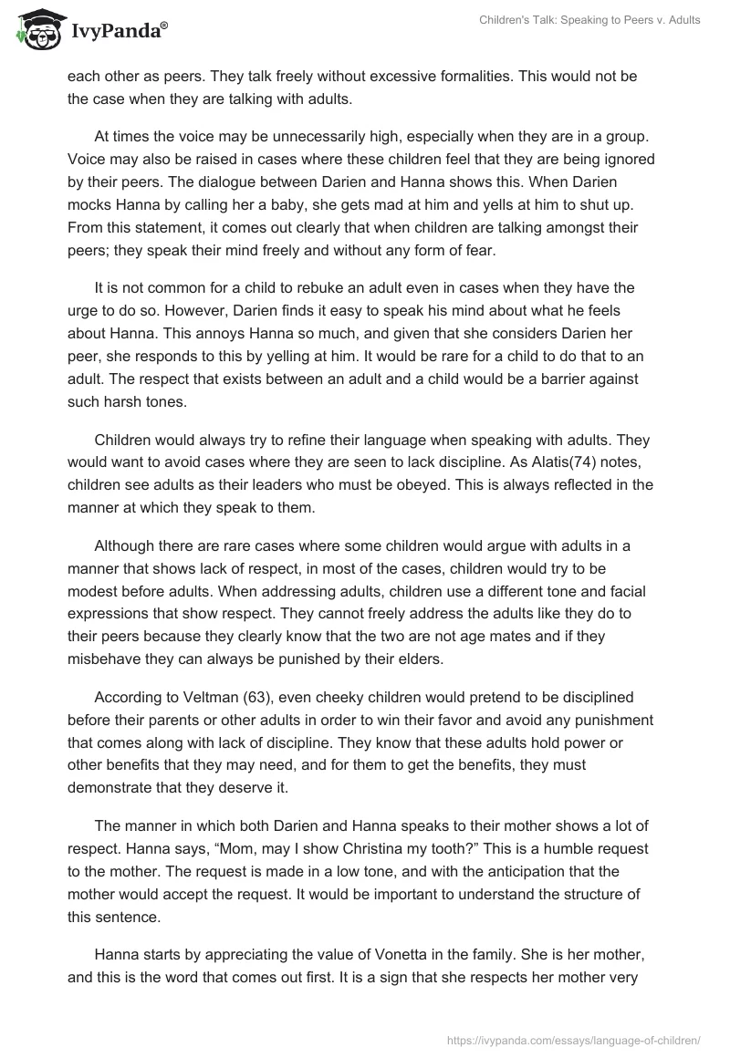 Children's Talk: Speaking to Peers v. Adults. Page 2