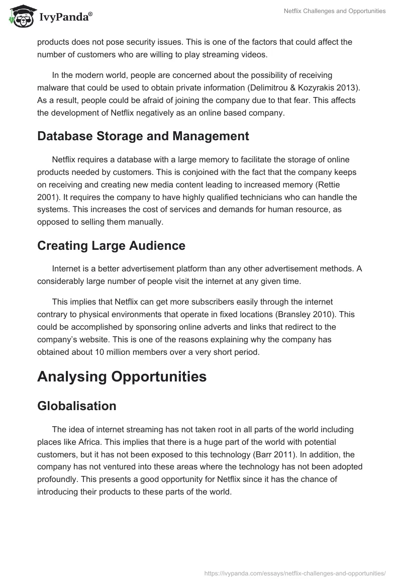 Netflix Challenges and Opportunities. Page 5
