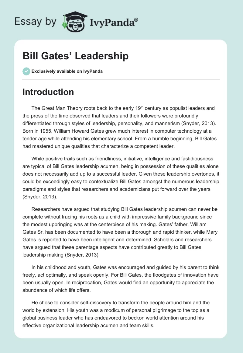 Bill Gates’ Leadership. Page 1
