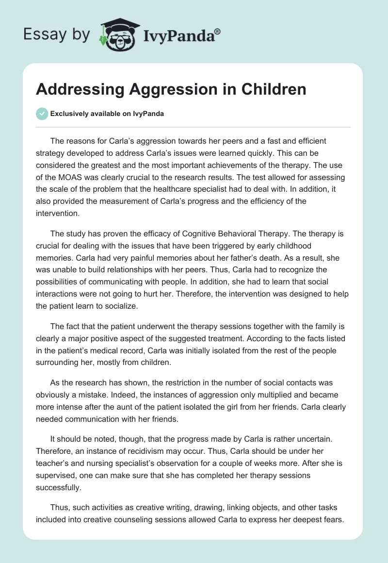 Addressing Aggression in Children. Page 1