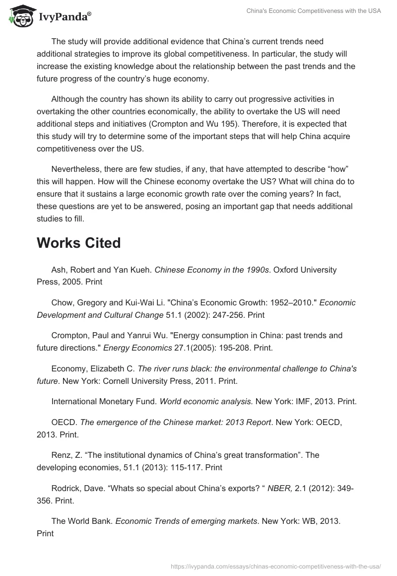 China's Economic Competitiveness With the USA. Page 5