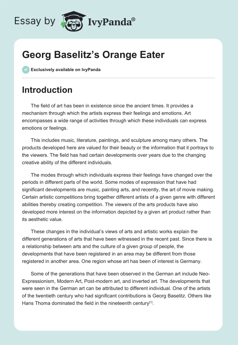 Georg Baselitz’s Orange Eater. Page 1