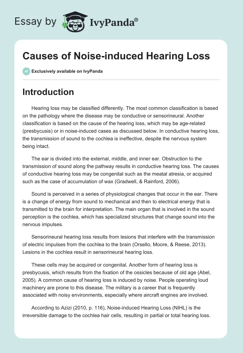 Causes of Noise-induced Hearing Loss. Page 1