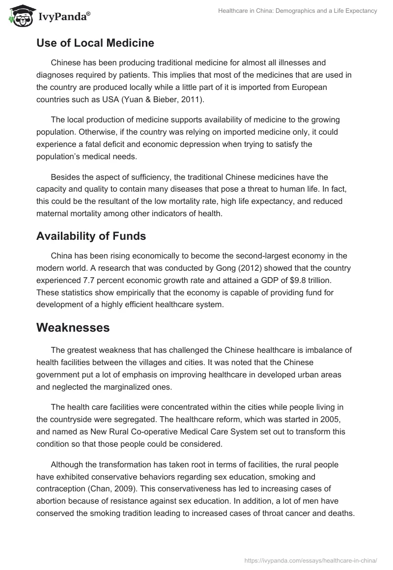 Healthcare in China: Demographics and a Life Expectancy. Page 3