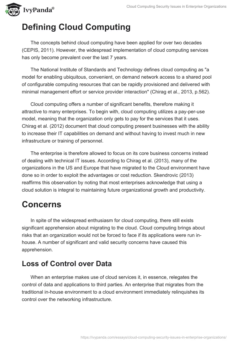 Cloud Computing Security Issues in Enterprise Organizations. Page 2