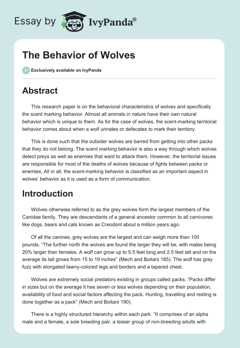 The Behavior of Wolves. Page 1