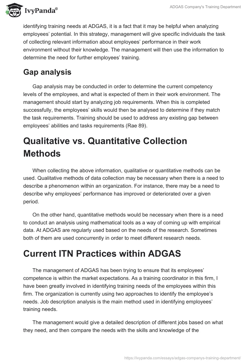 ADGAS Company's Training Department. Page 3
