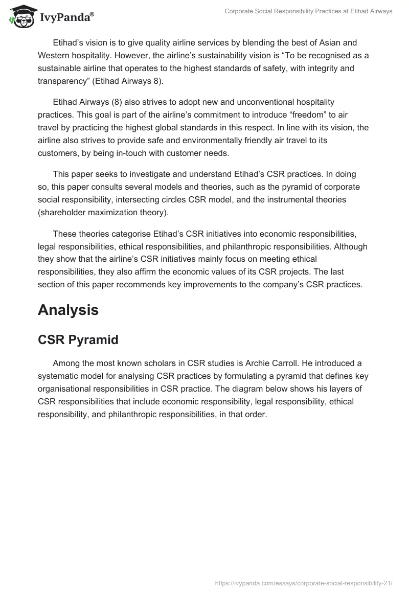 Corporate Social Responsibility Practices at Etihad Airways. Page 2
