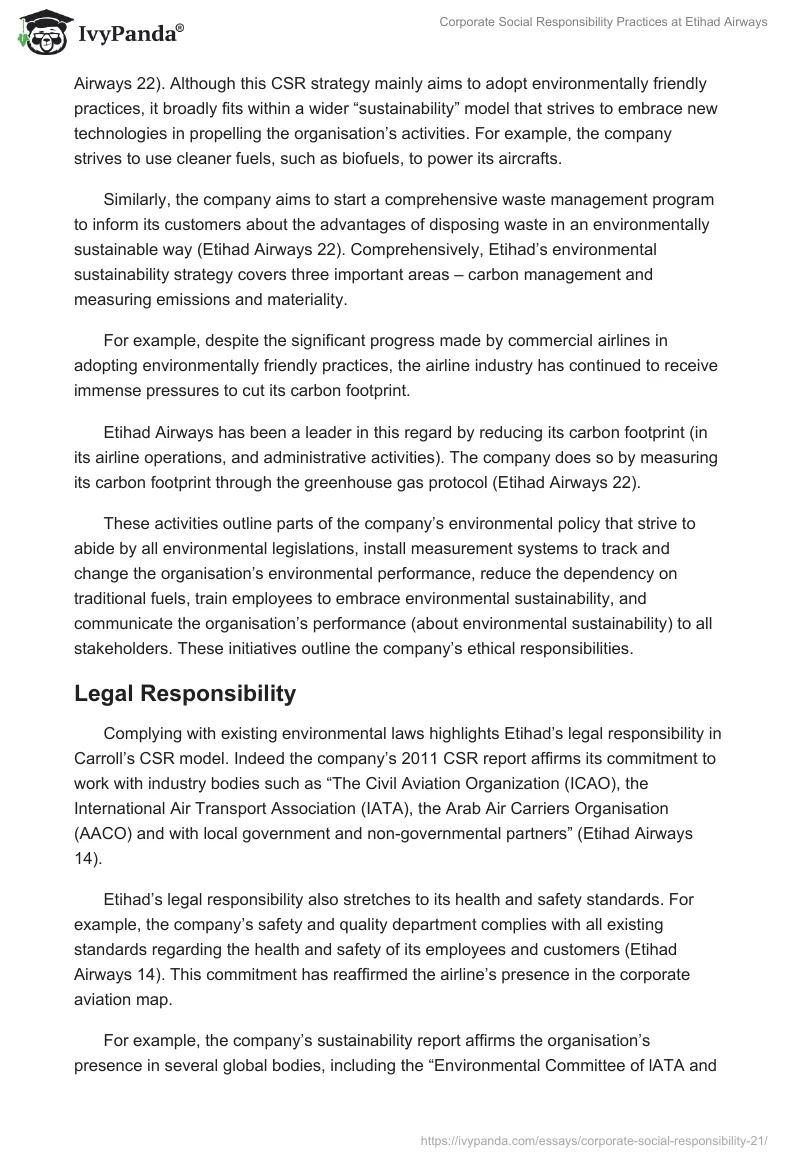 Corporate Social Responsibility Practices at Etihad Airways. Page 4