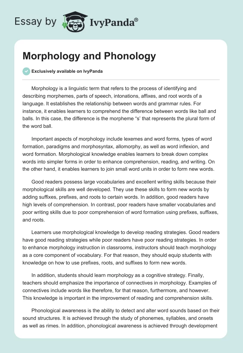 Morphology and Phonology. Page 1