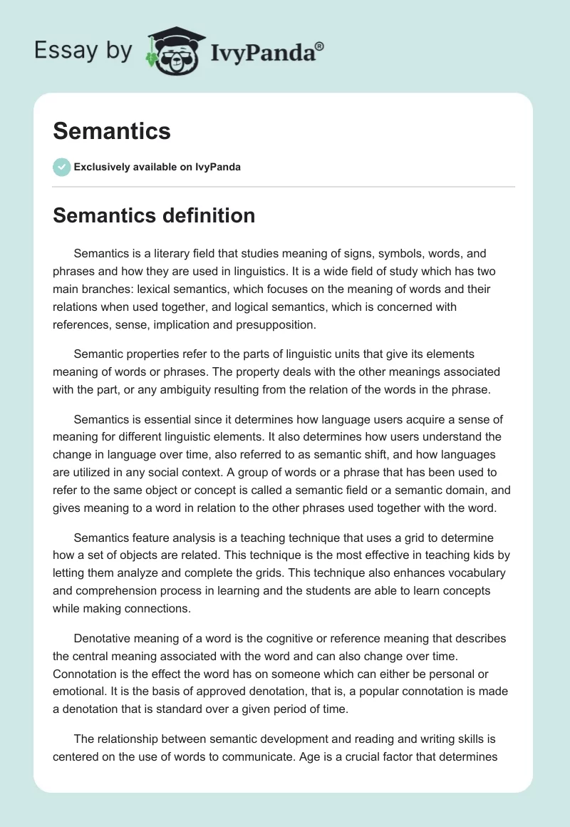 Semantics. Page 1
