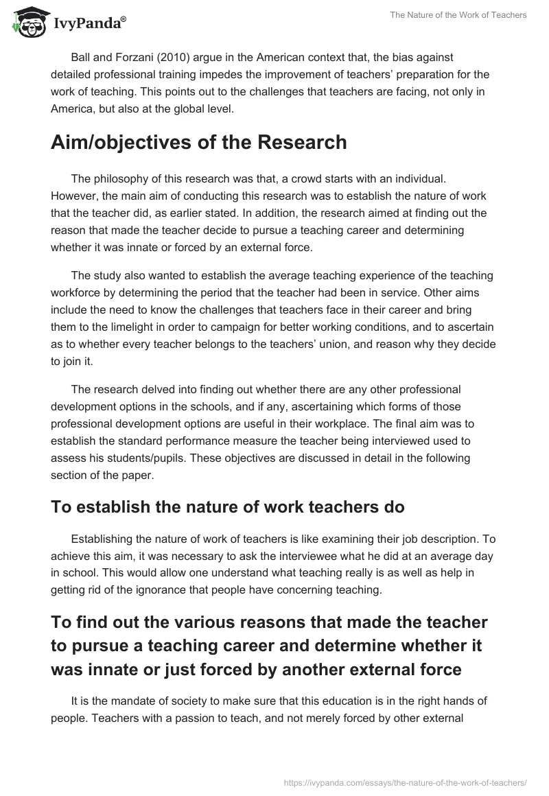 The Nature of the Work of Teachers. Page 2