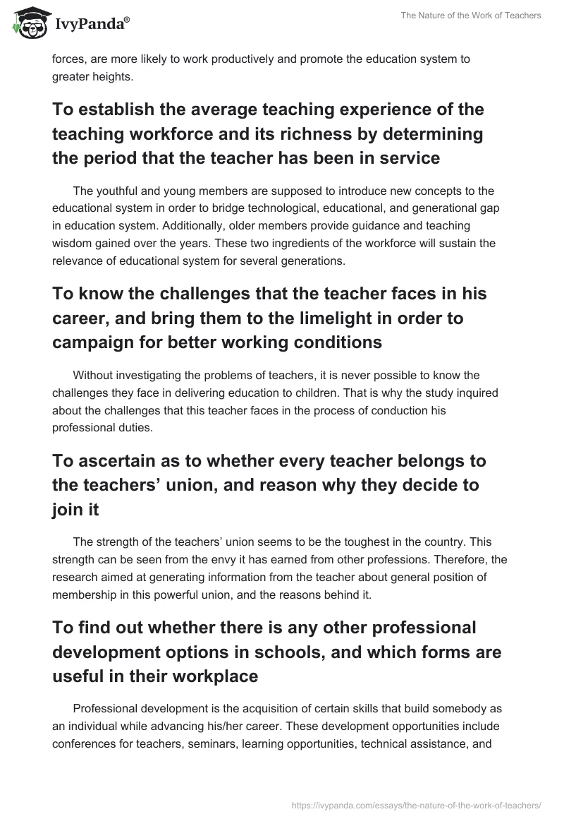 The Nature of the Work of Teachers. Page 3