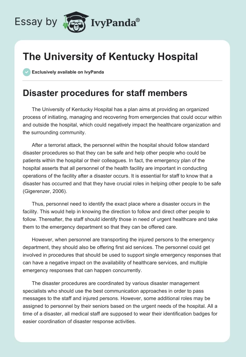 The University of Kentucky Hospital. Page 1