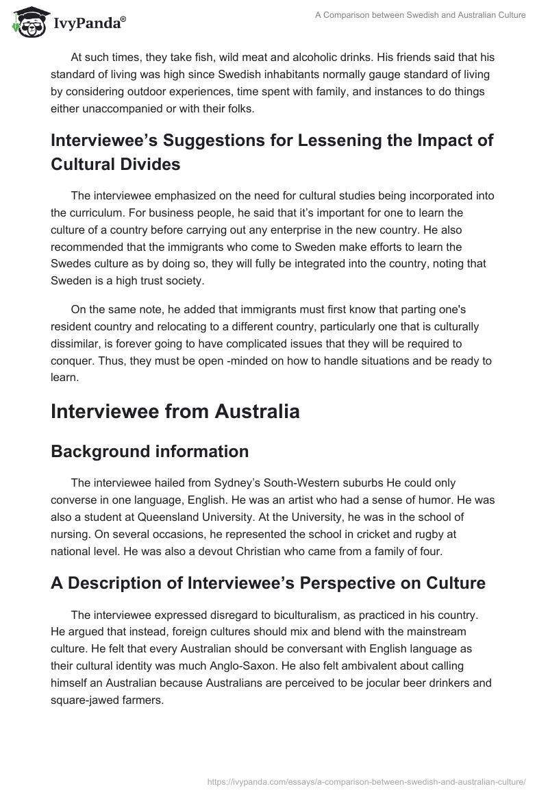 A Comparison Between Swedish and Australian Culture. Page 4