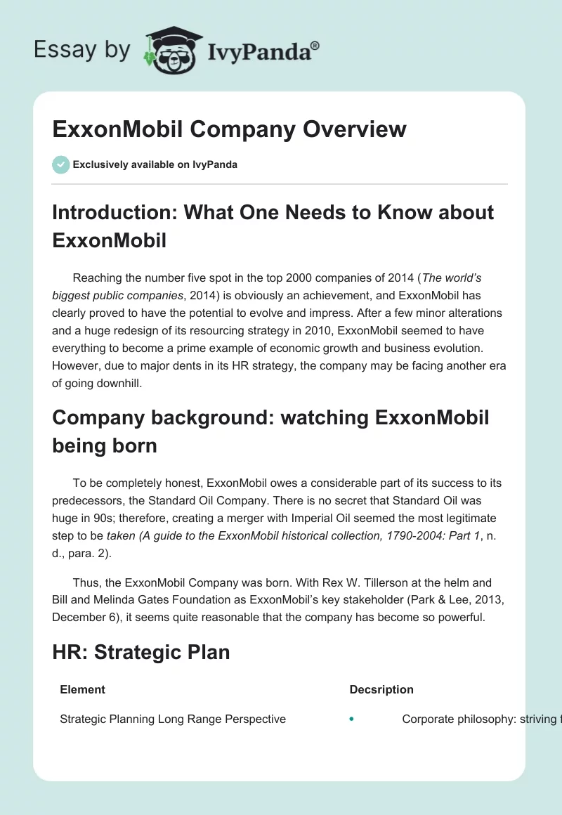ExxonMobil Company Overview. Page 1