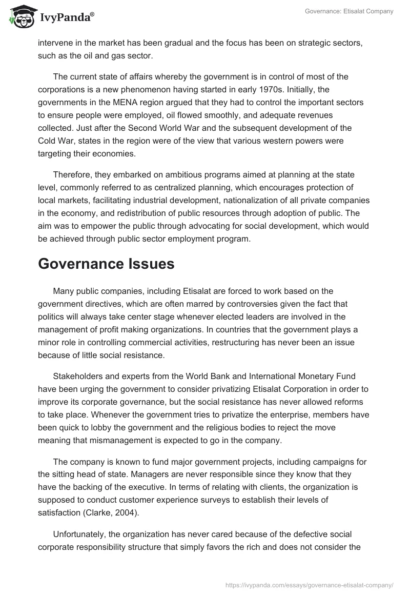 Governance: Etisalat Company. Page 3