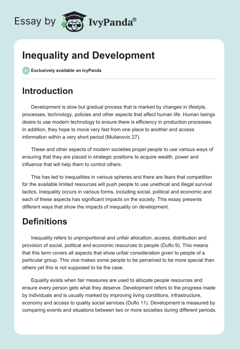 Inequality and Development. Page 1