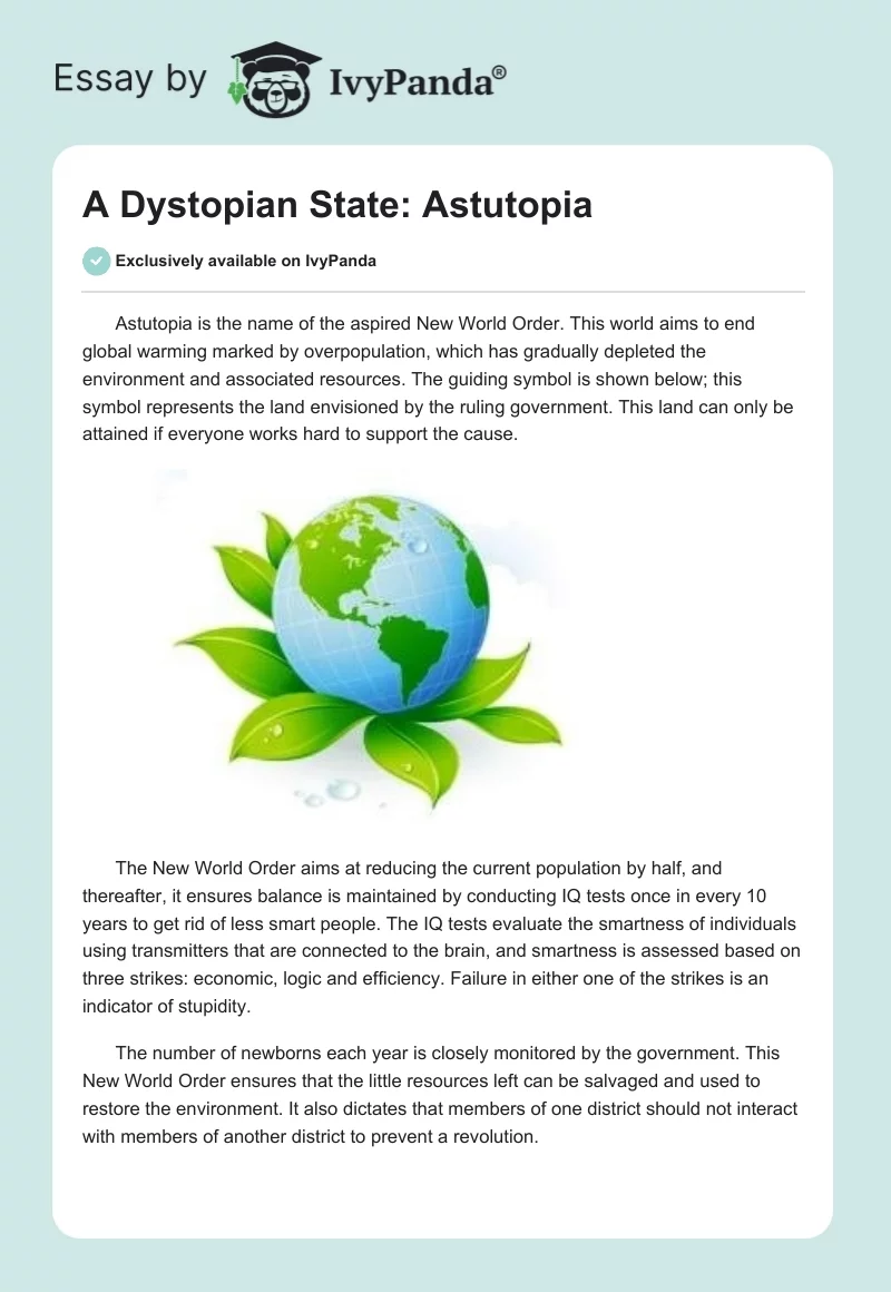 A Dystopian State: Astutopia. Page 1
