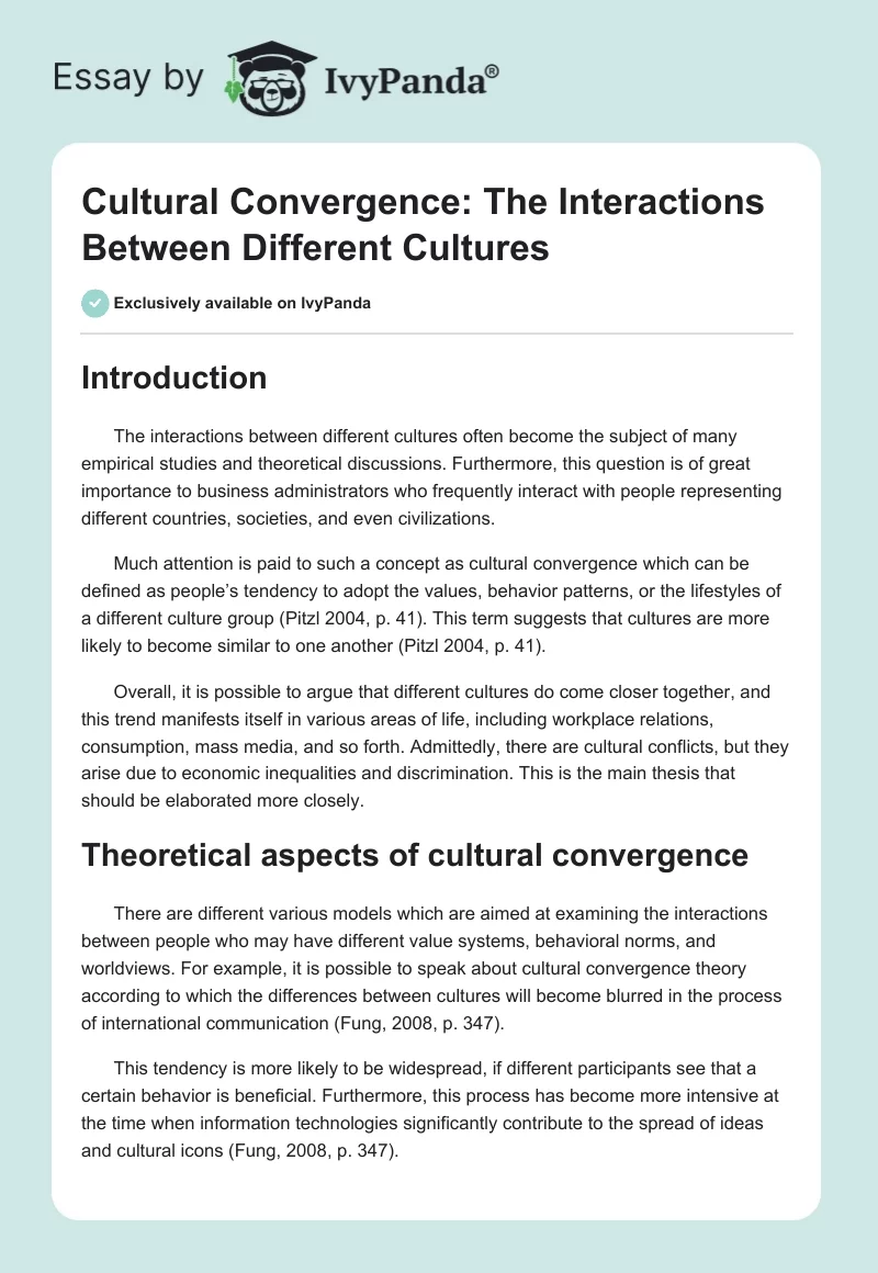 Cultural Convergence: The Interactions Between Different Cultures. Page 1