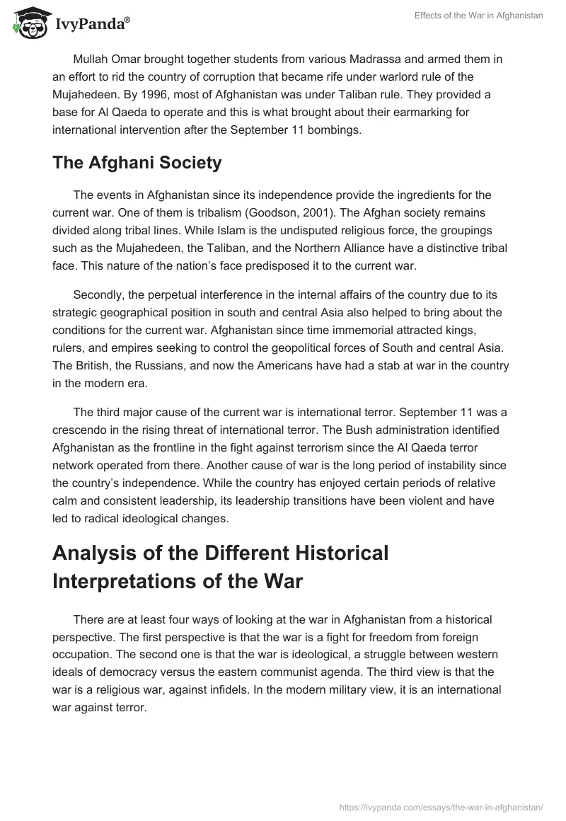 Effects of the War in Afghanistan. Page 4
