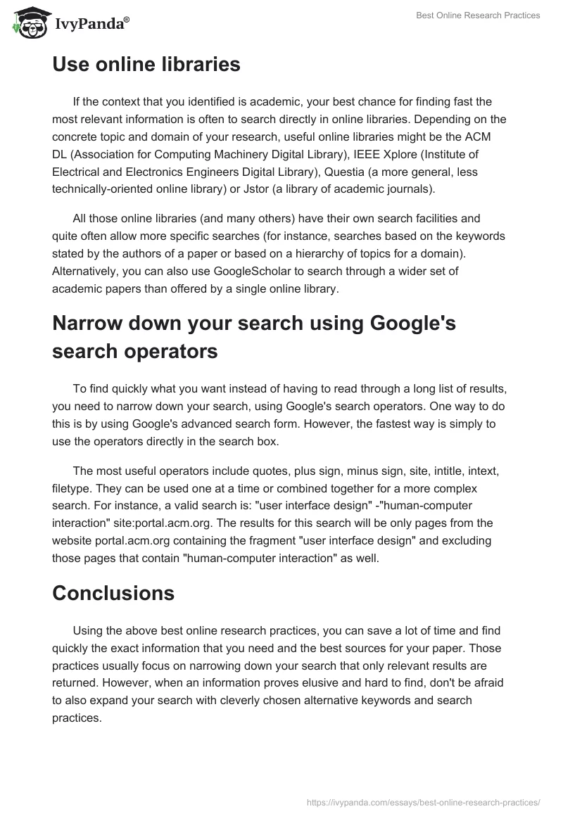 Best Online Research Practices. Page 2