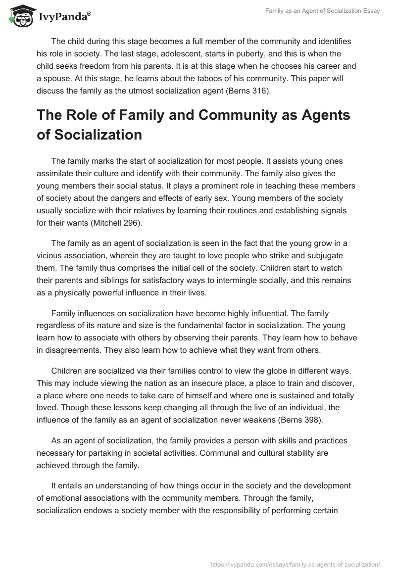 Family as an Agent of Socialization Essay. Page 2