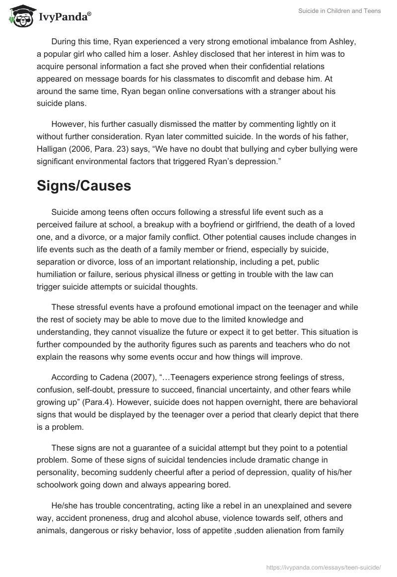 Suicide in Children and Teens. Page 4