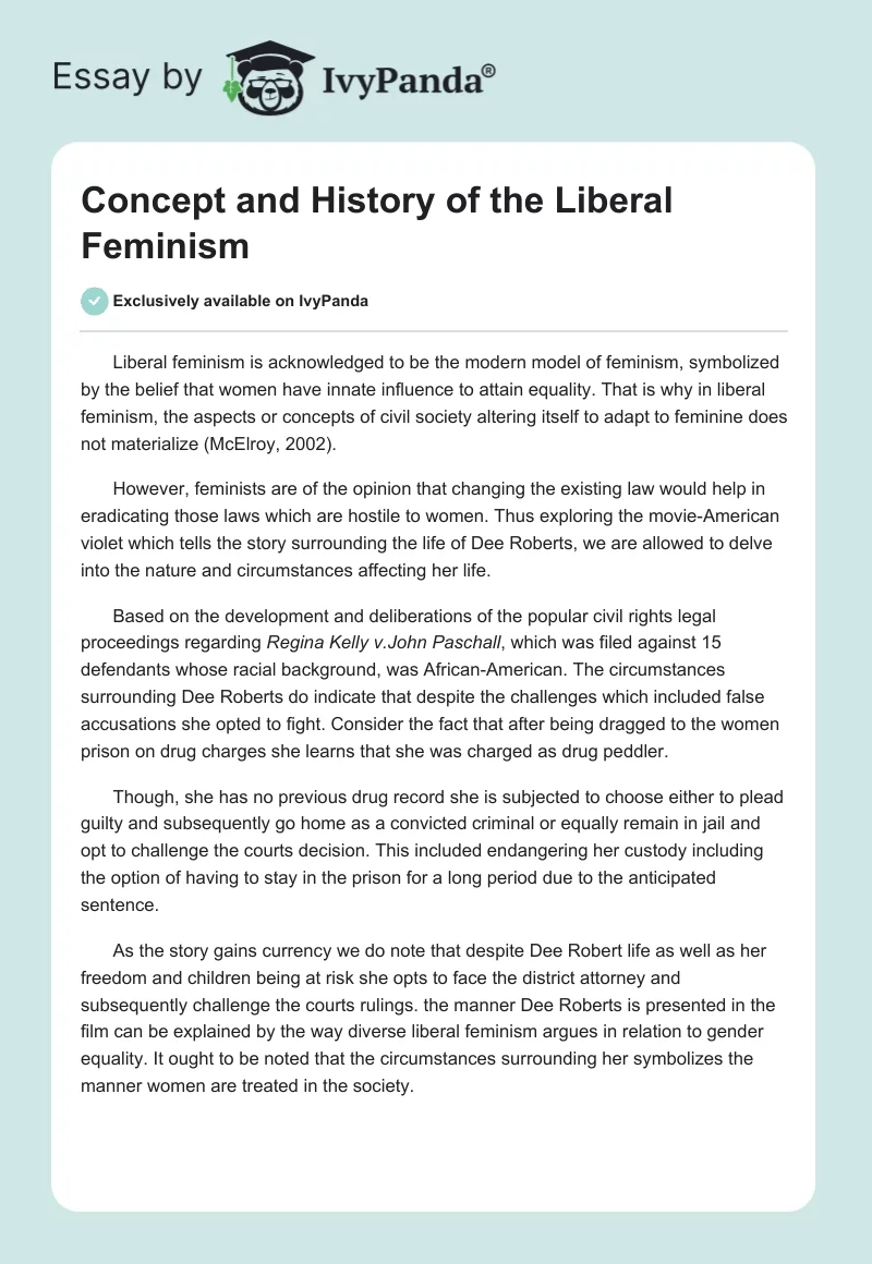 Concept and History of the Liberal Feminism. Page 1