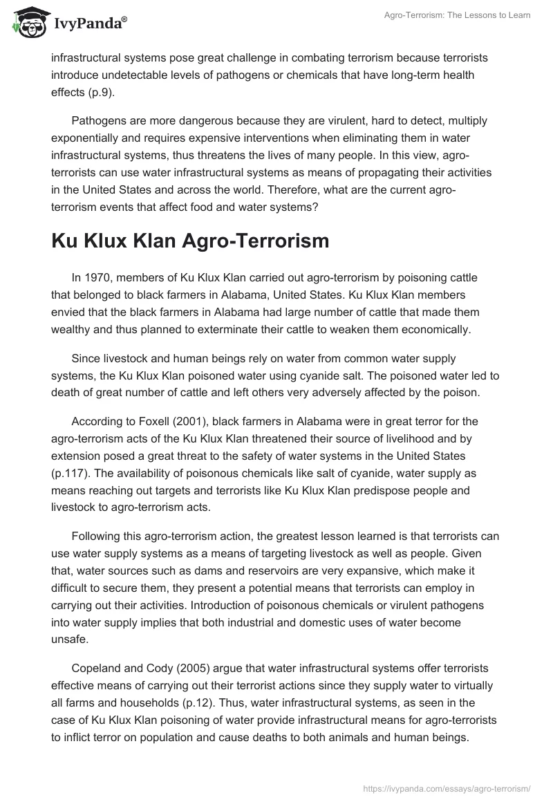Agro-Terrorism: The Lessons to Learn. Page 4