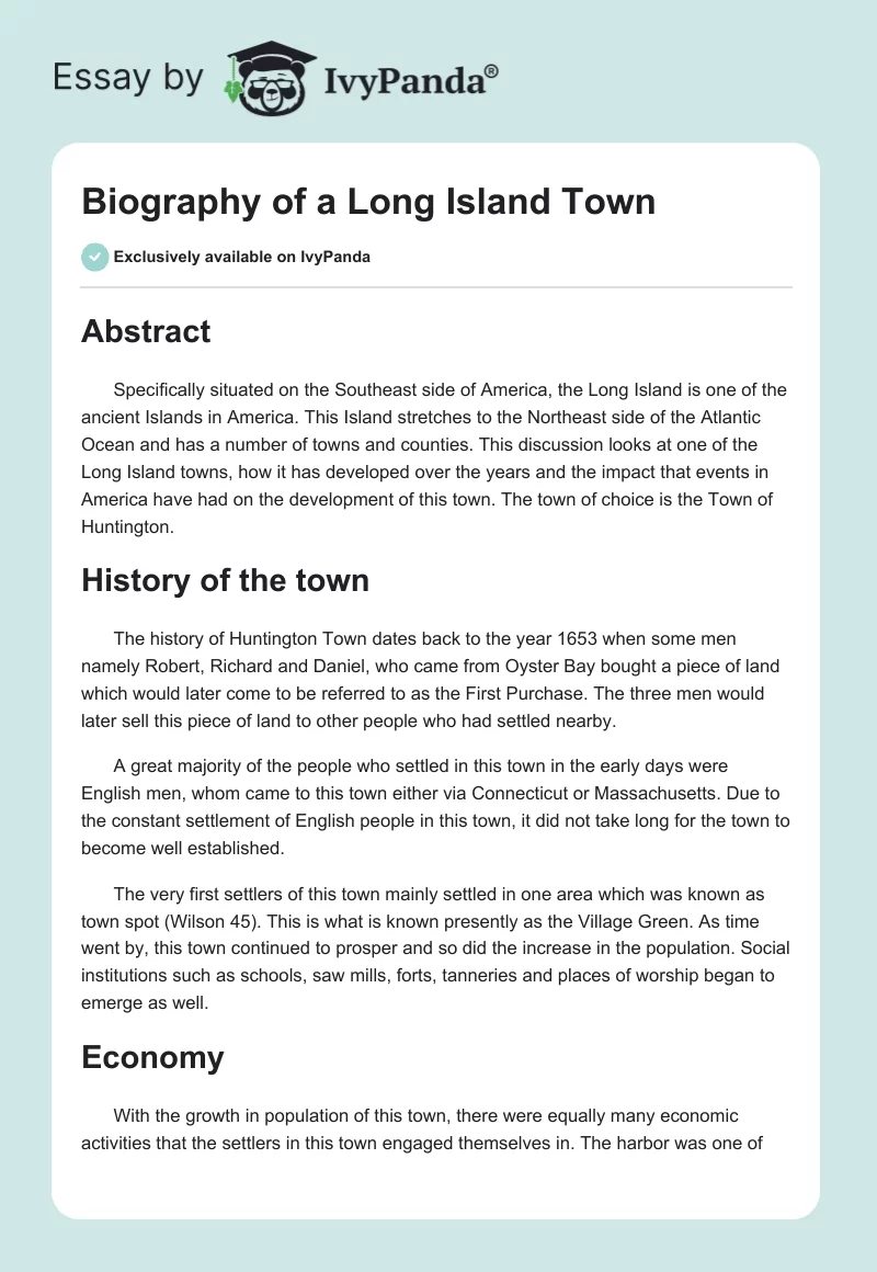 Biography of a Long Island Town. Page 1